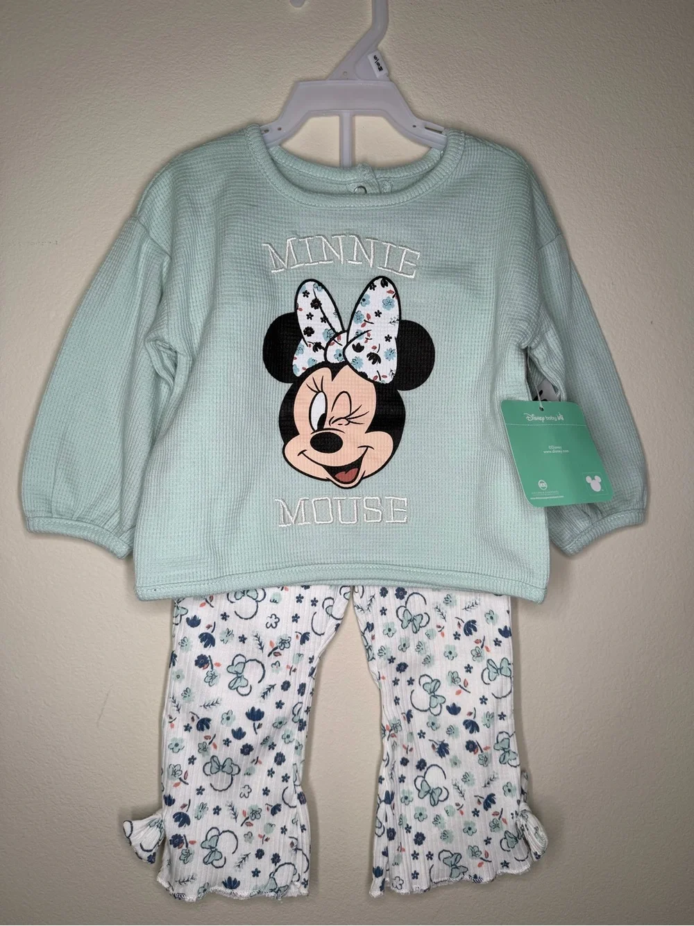 Disney Minnie Mouse Light Mint and White Pajama Set